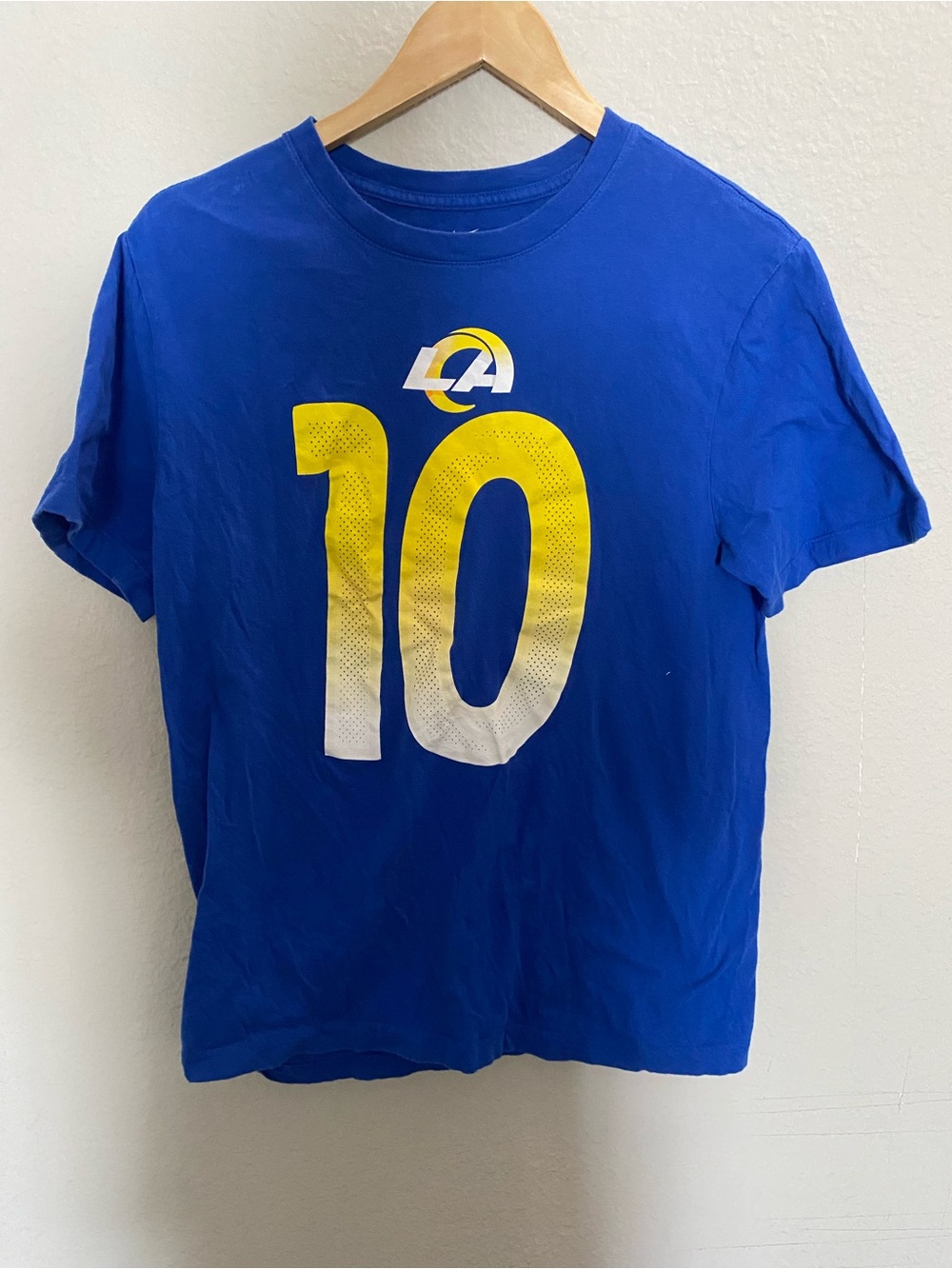 LA Rams Mens Blue Number 10 Football Tee Cooper Kupp Small